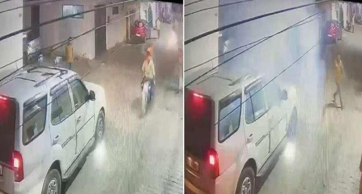 Prayagraj: Deadly attack on BJP leader's son, bike-borne miscreants hurled bombs at the car, incident captured in CCTV