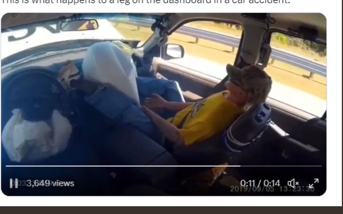 Safe Driving: This Viral Video explains why one should not sit with feet on the dashboard of the car