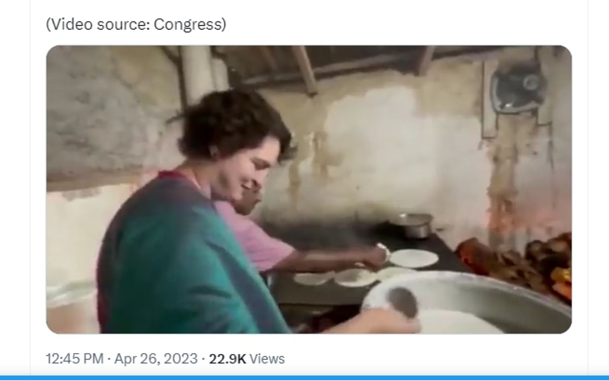 Viral Video: Priyanka Gandhi Vadra was seen making dasa in this restaurant in Mysore, watch video