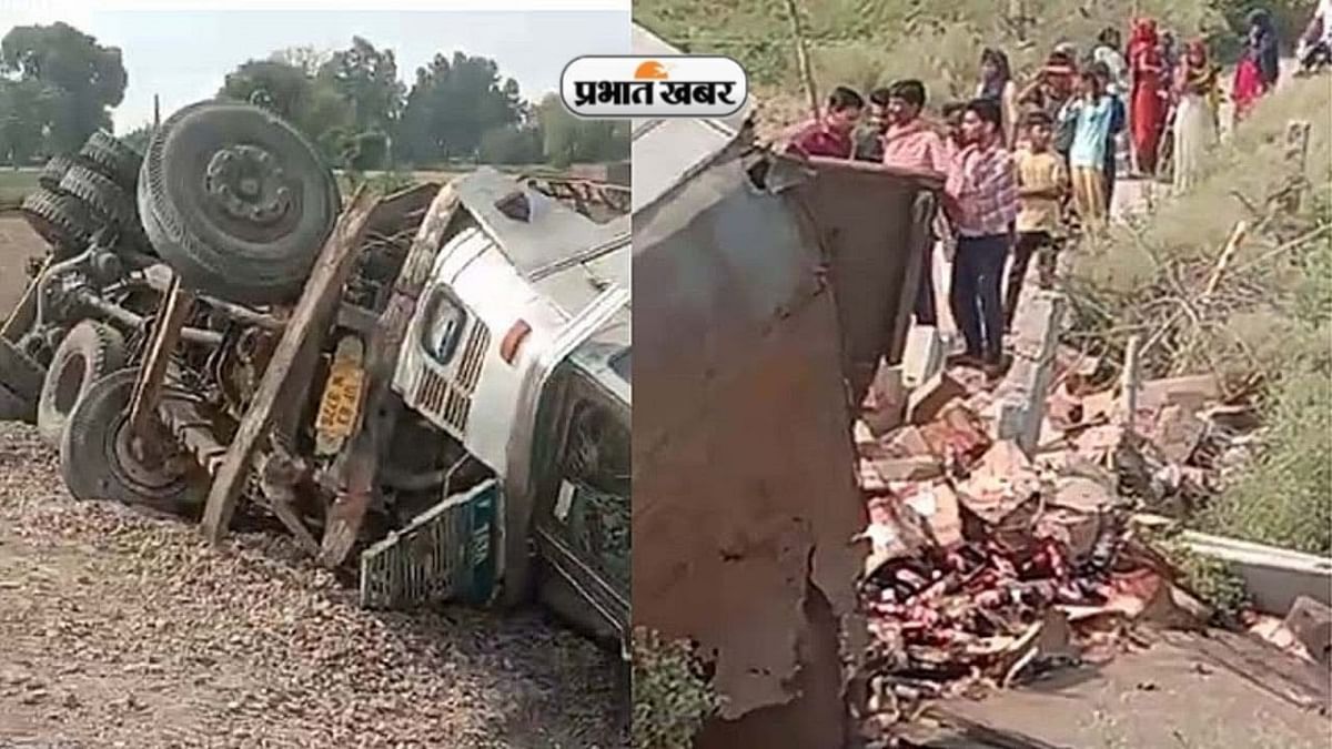 Liquor laden truck overturned uncontrollably on Kanpur's GT Road, beer looters compete