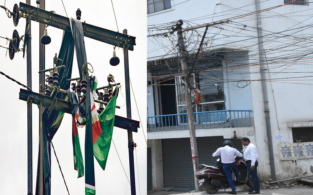There is danger everywhere!  In Dhanbad, the network of electric wires has become a mess, there is no one to watch