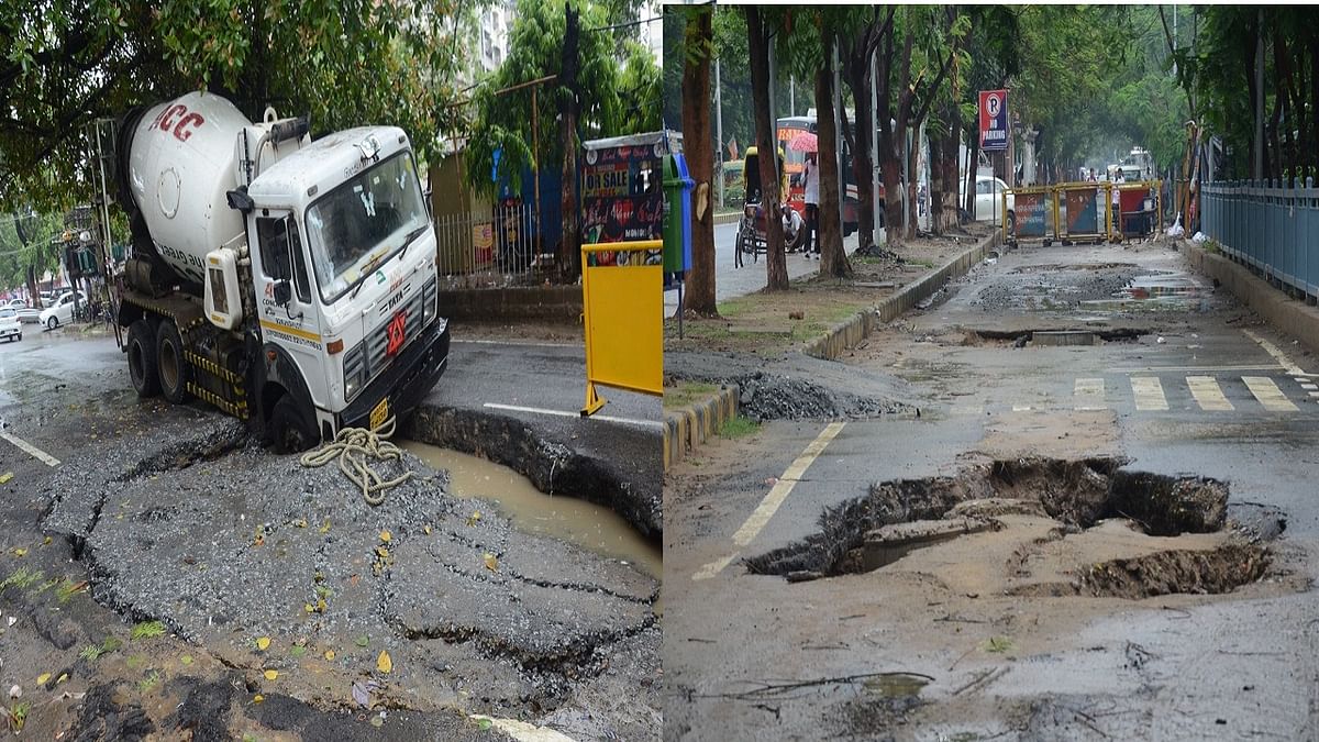 A very scary sight was seen in Bihar as soon as it rained, roads in many districts including Patna caved in