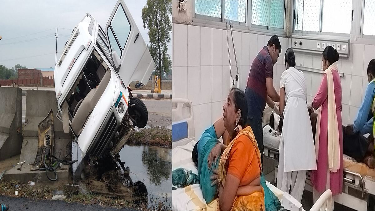 Bihar: A bus full of tourists from Andhra Pradesh overturned on the roadside, 12 injured, the injured were referred to Varanasi