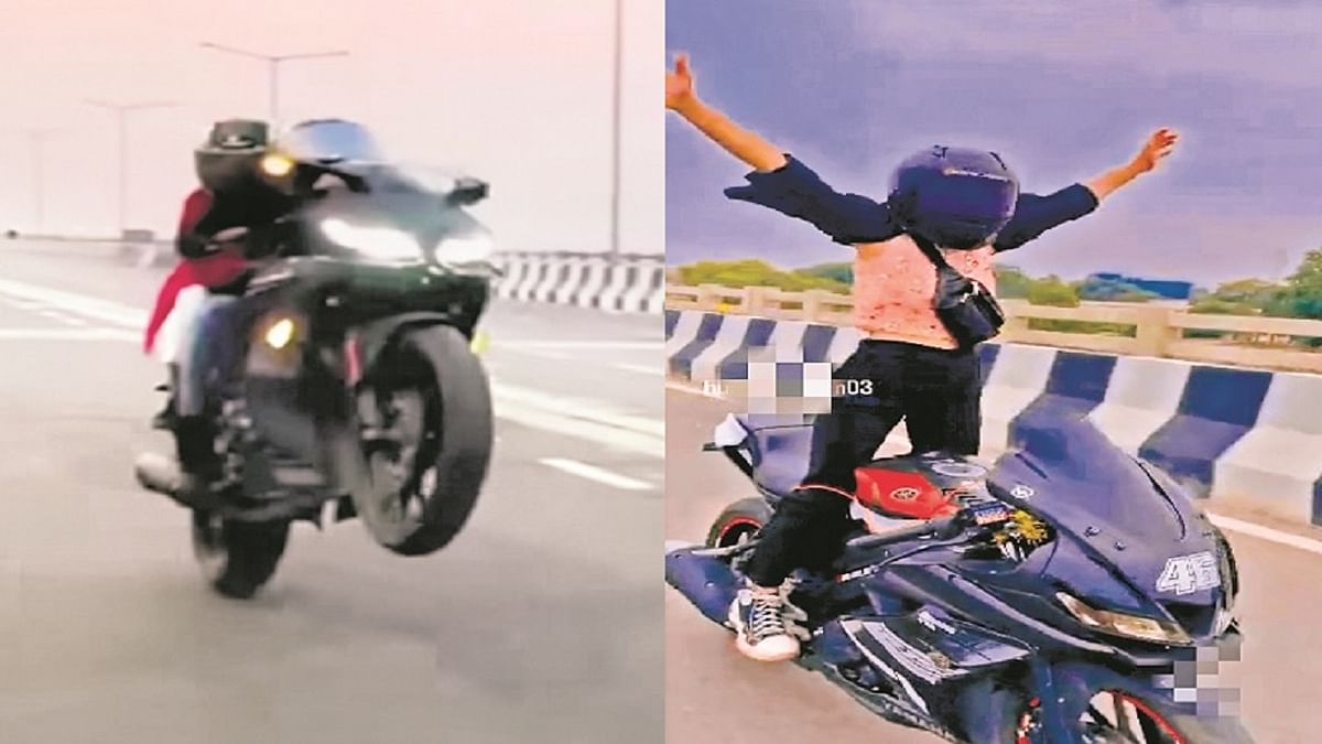 Bike stunting became a hobby for girls on Marine Drive in Patna, a dangerous video of another girl also came to the fore.