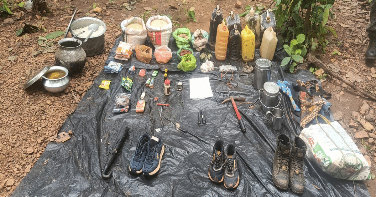 Naxalite camp destroyed by security forces in Karaikela forests of West Singhbhum, many items recovered