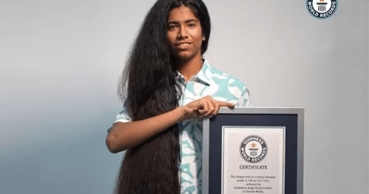Sidakdeep of Greater Noida's name registered in Guinness World Records, his hair length is 4 feet 9.5 inches
