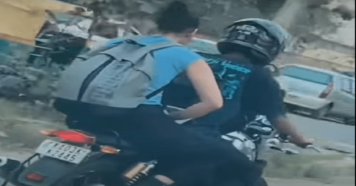 Woman seen working on laptop on Royal Enfield in Bengaluru, see PHOTO