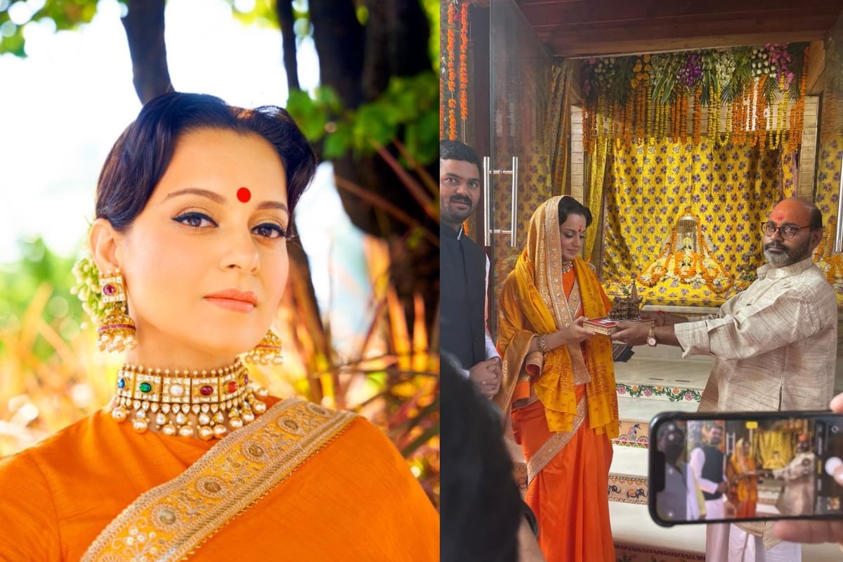 Before Deepawali, Bollywood actress Kangana Ranaut reached Ram temple in Ayodhya, a devotee of Ram was seen in saffron saree.