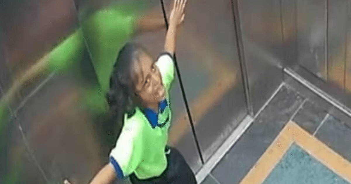 Lucknow: Innocent girl trapped alone in lift, kept pleading for save with folded hands in front of camera, video went viral