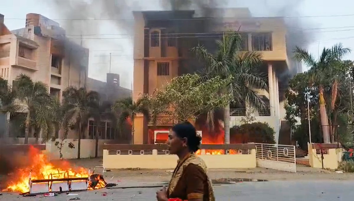 Uproar over Maratha reservation, agitators set fire to municipal building, MLAs' houses also attacked