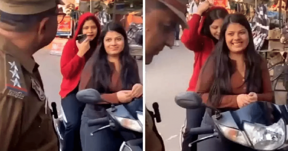 Video: Police reminded 'Yamraj' to Papa's fairies who were riding scooter without helmet!  watch video