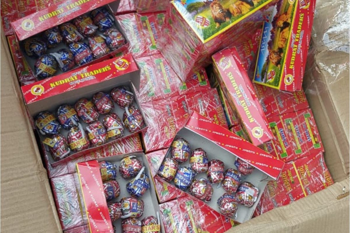 Photos: Illegal firecrackers seized on large scale before Diwali, three arrested