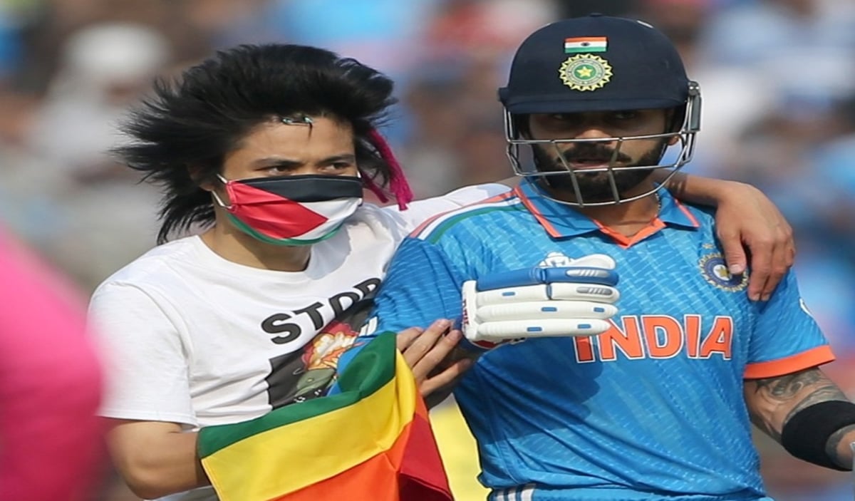 Big lapse in security during India-Australia match, man approached Virat Kohli wearing Free Palestine T-shirt