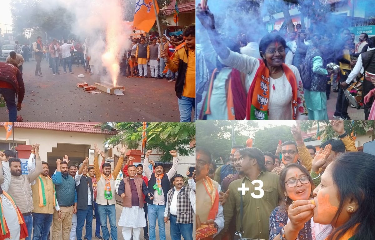 PHOTOS: Celebration in Ranchi on BJP's spectacular victory in three states
