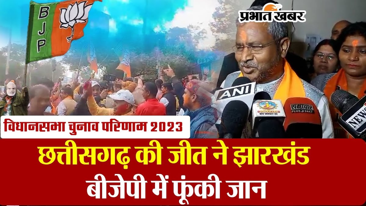 VIDEO: Celebration in Jharkhand on BJP's victory in Chhattisgarh, MP and Rajasthan assembly elections, what did Babulal Marandi say? 