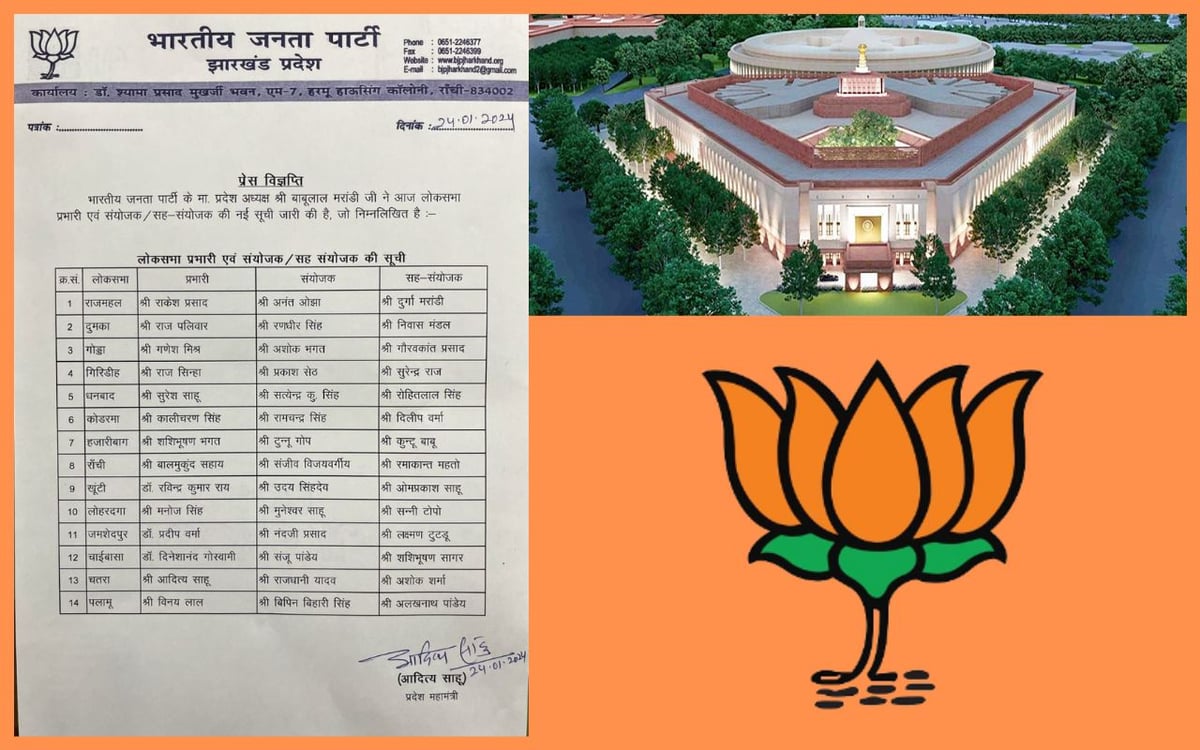 Lok Sabha elections: Balmukund Sahay is in-charge of Ranchi, Pradeep Verma Jamshedpur, BJP also released the list of coordinators.