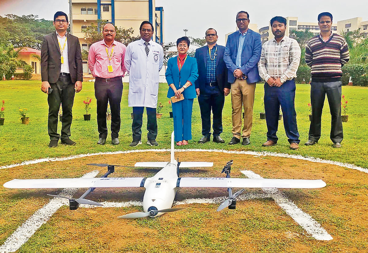 Successful testing of use of drones in health services in Bhubaneswar AIIMS, covered distance of 120 km in 1:10 hours