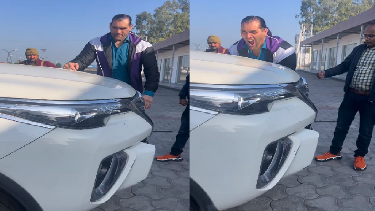 'The Great Khali' couldn't even move Toyota Fortuner!  Video viral on social media