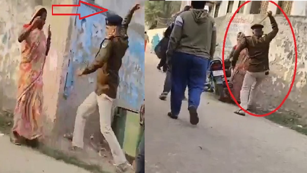 VIDEO: The police station officer who beat a woman with baton in Bihar was removed from his post, Sitamarhi SP stood in line
