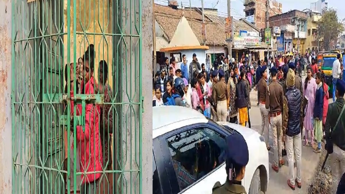 There was a ruckus among the girl students who reached Bihar Inter examination centers late, blocked the road at some places and broke the gate locks at some places.