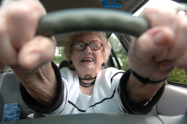 Dangerous driving of 103 year old woman!