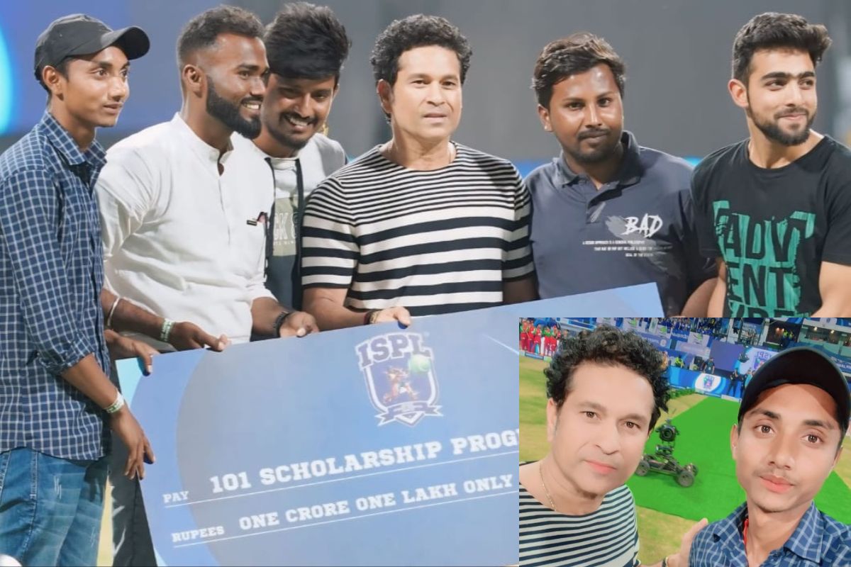 Bokaro's international tennis ball cricketer Chandan Kumar was honored by Sachin Tendulkar, got a scholarship of one lakh rupees.