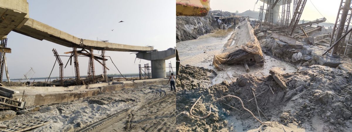 Bulandshahr News Beams of bridge being built on river Ganga in Bulandshahr fell