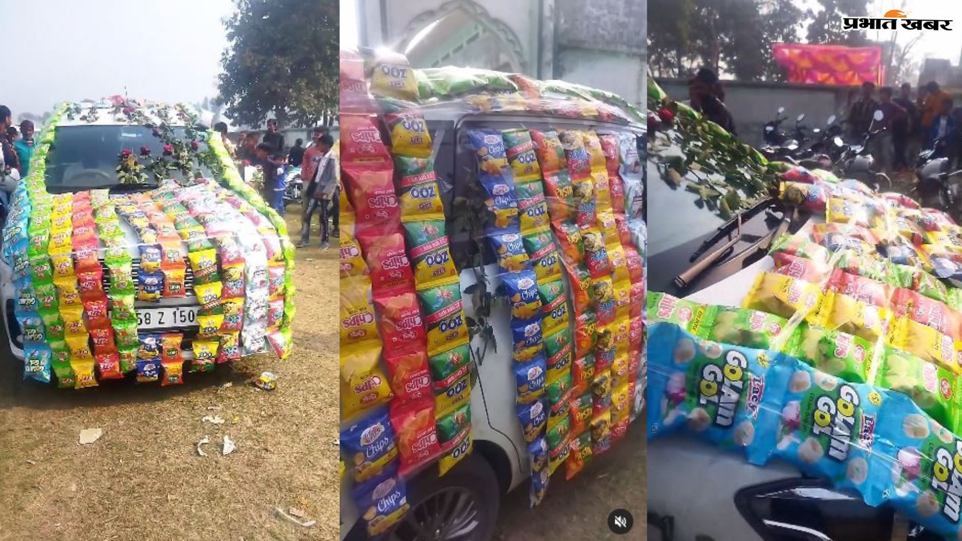 Bizarre News: Groom's car turned into a chips and crisps shop